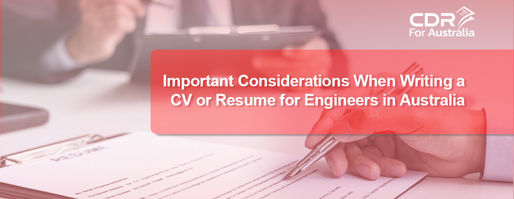 Important terms when writing a CV for Engineers in Australia